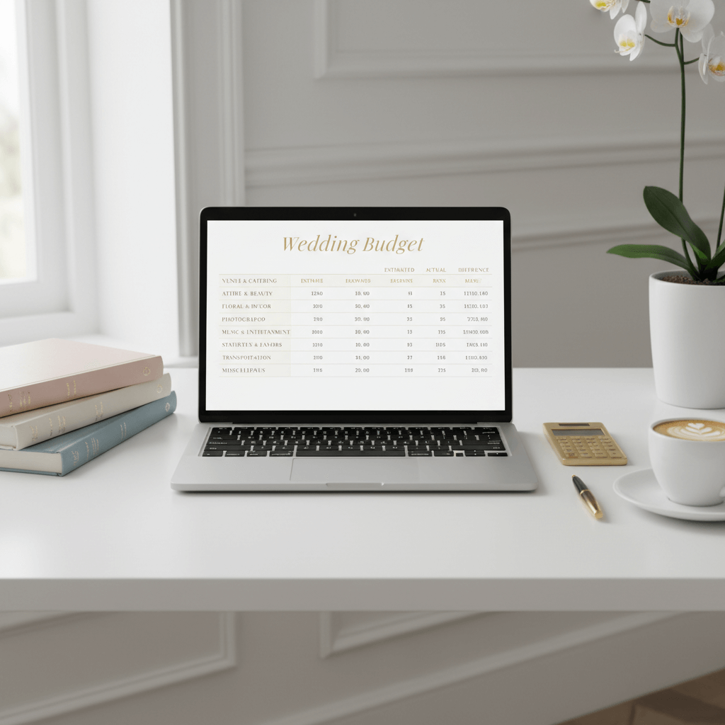 Wedding budget spreadsheet with formulas, calculations, and automated expense tracking for detailed financial management