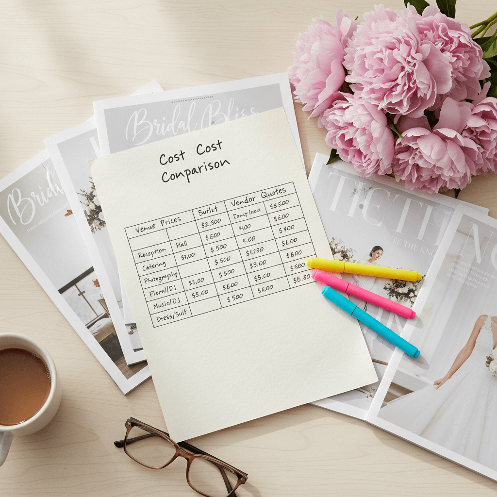 Wedding cost comparison chart showing vendor pricing analysis and value optimization for informed decision making