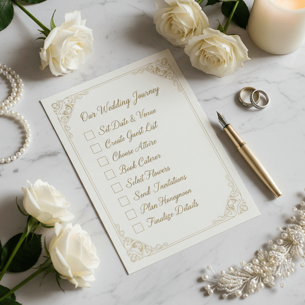 Elegant wedding checklist with sophisticated typography and premium design elements for luxury wedding planning